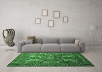 Machine Washable Persian Emerald Green Traditional Rug, wshtr1681emgrn