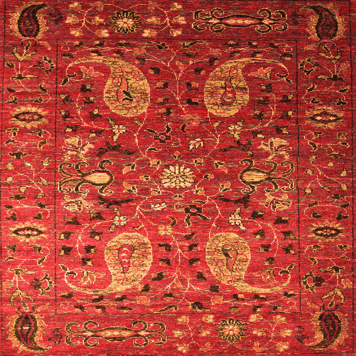 Round Machine Washable Persian Orange Traditional Area Rugs, wshtr1681org