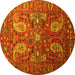 Round Persian Yellow Traditional Rug, tr1681yw