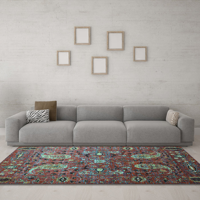 Machine Washable Persian Light Blue Traditional Rug in a Living Room, wshtr1681lblu