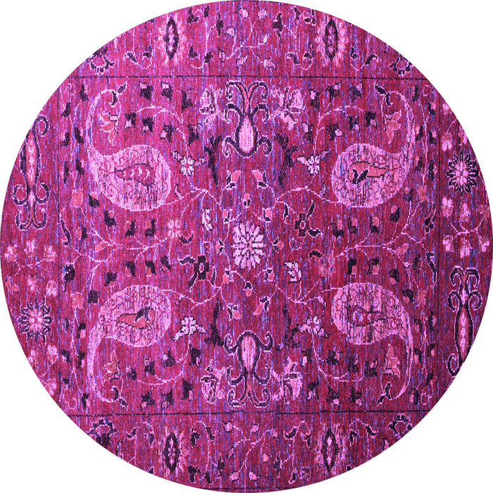 Round Machine Washable Persian Purple Traditional Area Rugs, wshtr1681pur