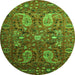 Machine Washable Persian Green Traditional Area Rugs, wshtr1681grn