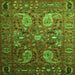 Round Machine Washable Persian Green Traditional Area Rugs, wshtr1681grn