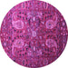 Round Persian Purple Traditional Rug, tr1681pur