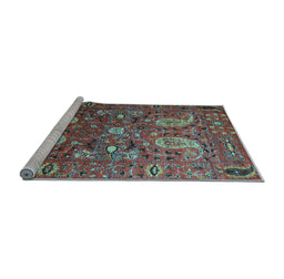 Sideview of Machine Washable Persian Light Blue Traditional Rug, wshtr1681lblu