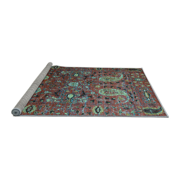 Sideview of Machine Washable Persian Light Blue Traditional Rug, wshtr1681lblu