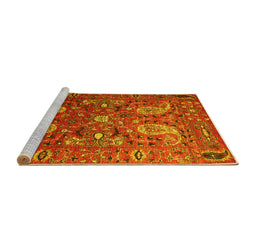 Sideview of Machine Washable Persian Yellow Traditional Rug, wshtr1681yw