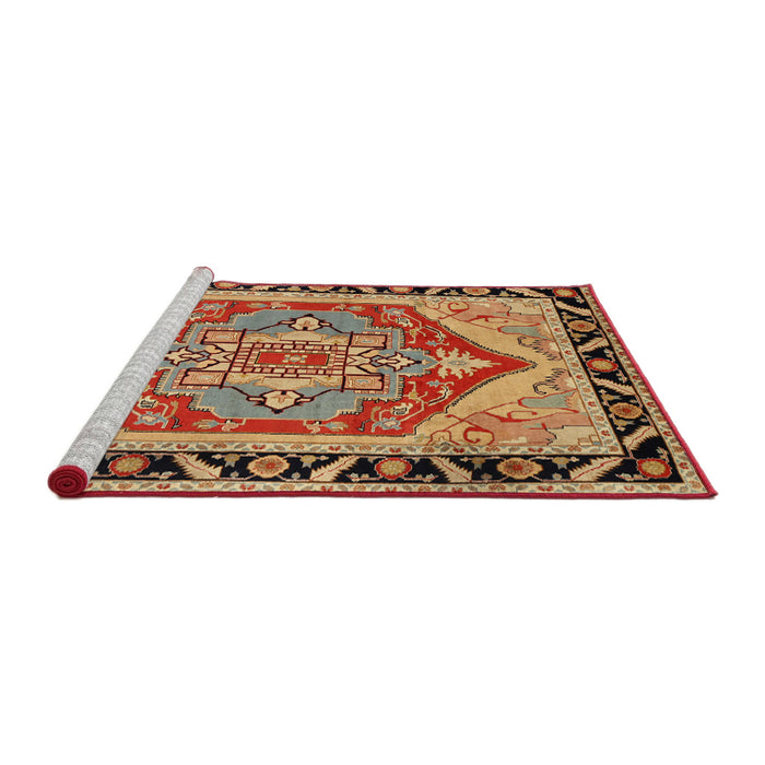 Sideview of Machine Washable Traditional Sand Brown Rug, wshtr1682