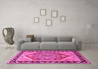 Machine Washable Persian Pink Traditional Rug, wshtr1682pnk