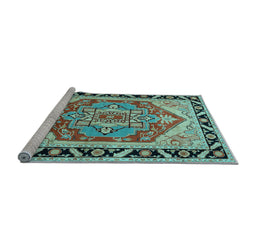 Sideview of Machine Washable Persian Light Blue Traditional Rug, wshtr1682lblu
