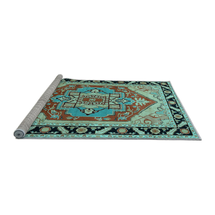 Sideview of Machine Washable Persian Light Blue Traditional Rug, wshtr1682lblu