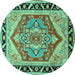 Round Persian Turquoise Traditional Rug, tr1682turq