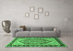 Machine Washable Persian Emerald Green Traditional Area Rugs in a Living Room,, wshtr1682emgrn