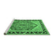 Sideview of Machine Washable Persian Emerald Green Traditional Area Rugs, wshtr1682emgrn