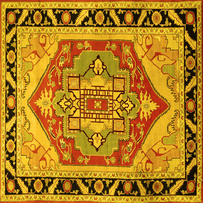 Square Persian Yellow Traditional Rug, tr1682yw