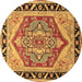 Round Machine Washable Persian Brown Traditional Rug, wshtr1682brn