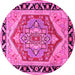 Round Persian Pink Traditional Rug, tr1682pnk