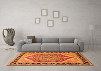 Machine Washable Persian Orange Traditional Rug, wshtr1682org