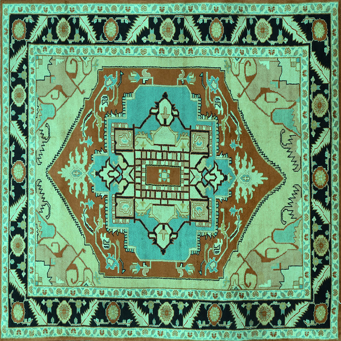 Square Persian Turquoise Traditional Rug, tr1682turq