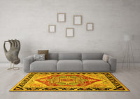 Machine Washable Persian Yellow Traditional Rug, wshtr1682yw