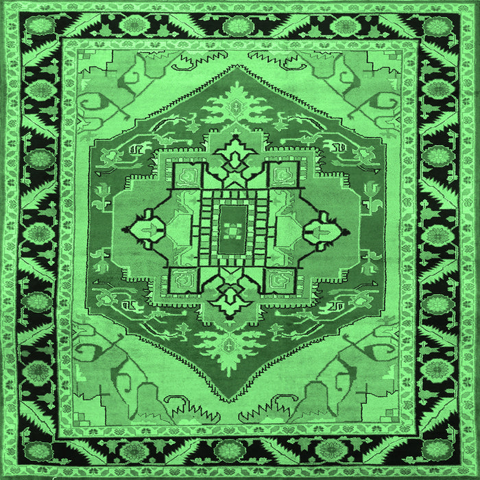 Square Machine Washable Persian Emerald Green Traditional Area Rugs, wshtr1682emgrn