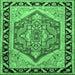 Square Machine Washable Persian Emerald Green Traditional Area Rugs, wshtr1682emgrn