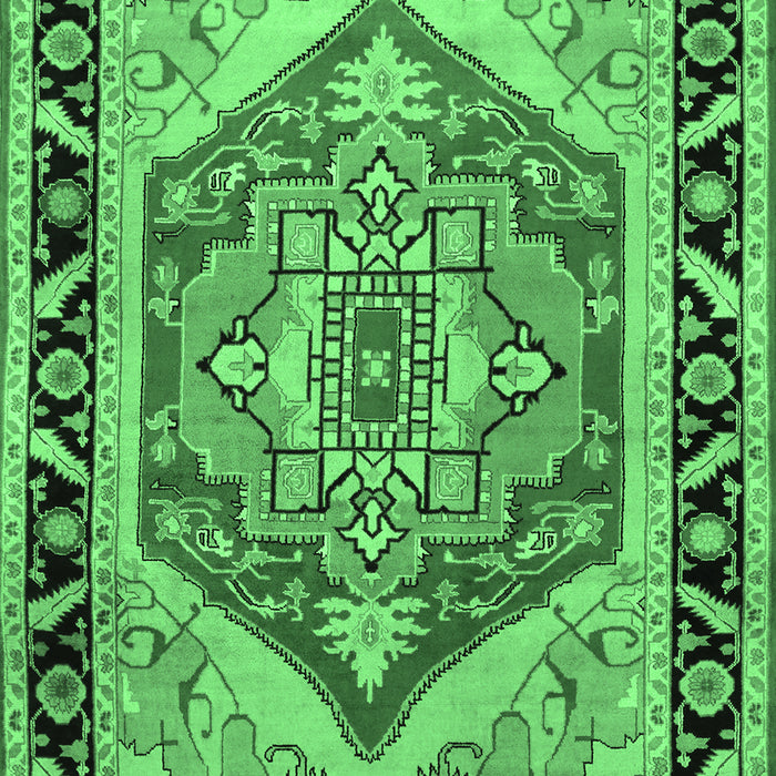 Machine Washable Persian Emerald Green Traditional Area Rugs, wshtr1682emgrn