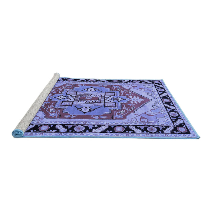 Sideview of Machine Washable Persian Blue Traditional Rug, wshtr1682blu
