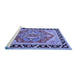 Sideview of Machine Washable Persian Blue Traditional Rug, wshtr1682blu