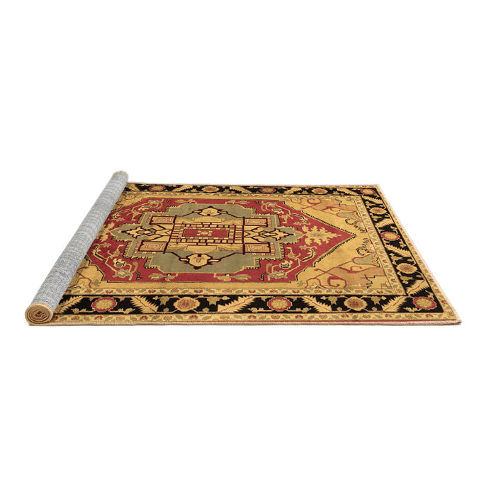 Sideview of Machine Washable Persian Brown Traditional Rug, wshtr1682brn