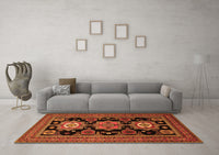 Machine Washable Persian Orange Traditional Rug, wshtr1683org