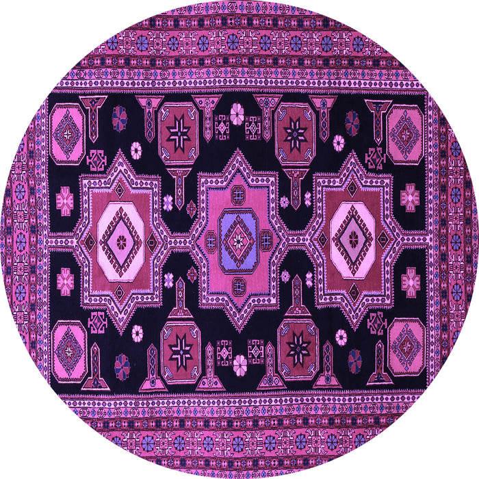 Round Machine Washable Persian Purple Traditional Area Rugs, wshtr1683pur