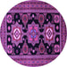 Round Machine Washable Persian Purple Traditional Area Rugs, wshtr1683pur