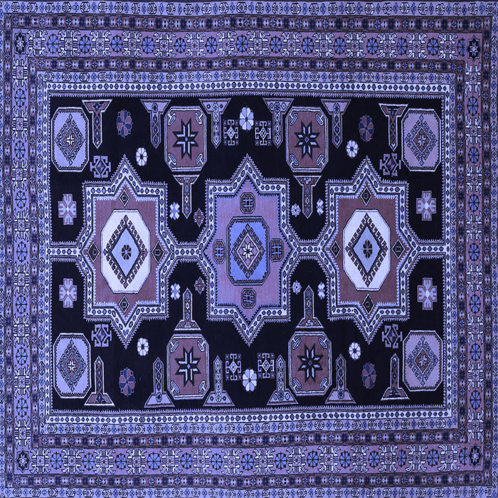 Square Machine Washable Persian Blue Traditional Rug, wshtr1683blu