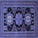 Square Machine Washable Persian Blue Traditional Rug, wshtr1683blu