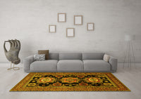 Machine Washable Persian Yellow Traditional Rug, wshtr1683yw