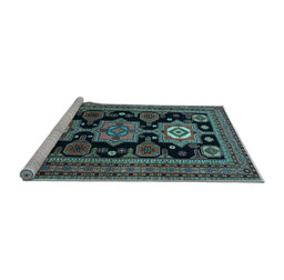 Sideview of Machine Washable Persian Light Blue Traditional Rug, wshtr1683lblu