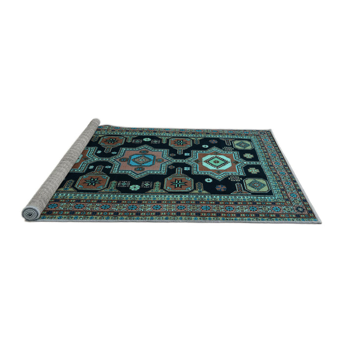 Sideview of Machine Washable Persian Light Blue Traditional Rug, wshtr1683lblu