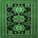 Square Machine Washable Persian Emerald Green Traditional Area Rugs, wshtr1683emgrn