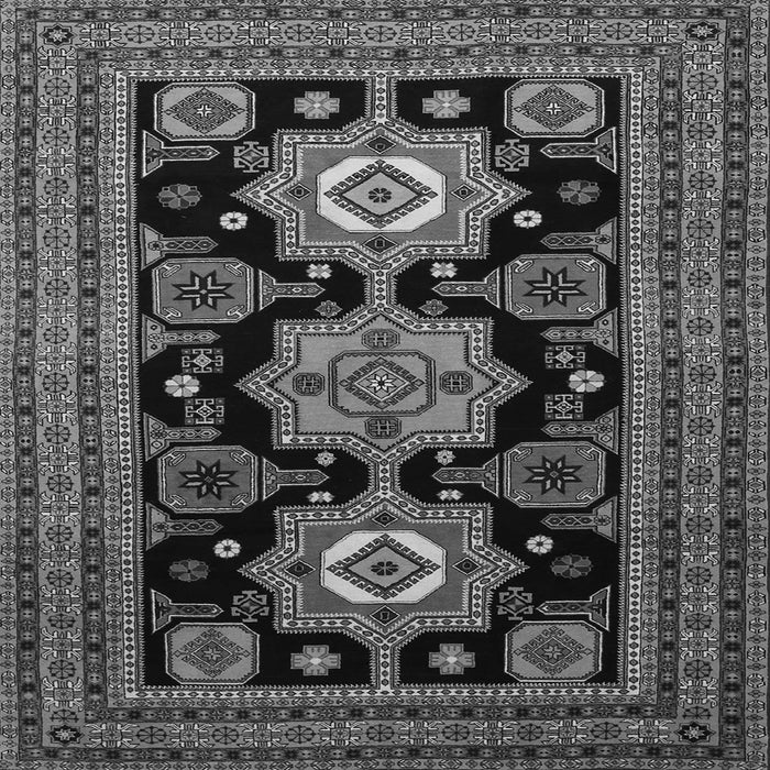 Round Machine Washable Persian Gray Traditional Rug, wshtr1683gry