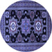 Round Machine Washable Persian Blue Traditional Rug, wshtr1683blu