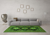 Machine Washable Persian Green Traditional Rug, wshtr1683grn