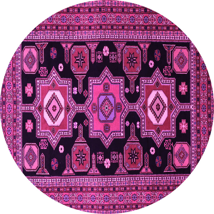 Round Persian Pink Traditional Rug, tr1683pnk
