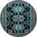 Round Persian Light Blue Traditional Rug, tr1683lblu