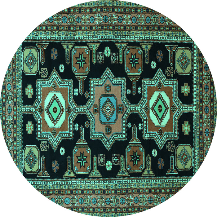Round Persian Turquoise Traditional Rug, tr1683turq
