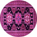 Round Machine Washable Persian Pink Traditional Rug, wshtr1683pnk