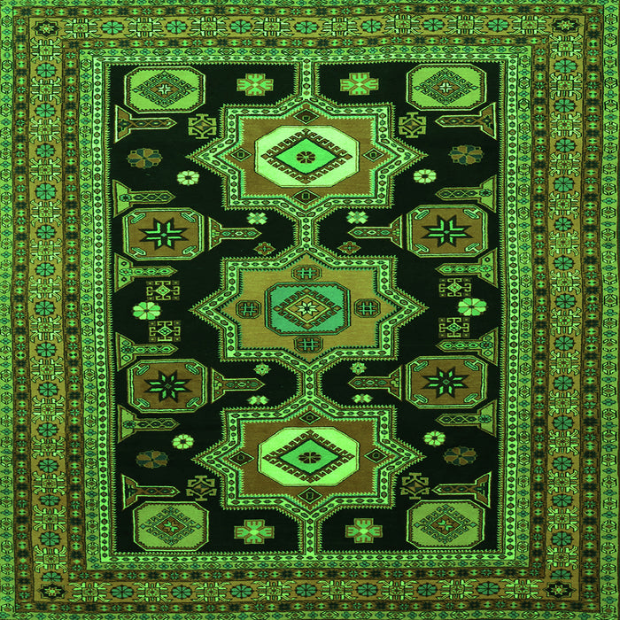 Round Machine Washable Persian Green Traditional Area Rugs, wshtr1683grn
