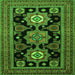 Round Machine Washable Persian Green Traditional Area Rugs, wshtr1683grn