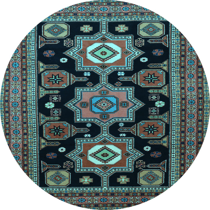 Round Machine Washable Persian Light Blue Traditional Rug, wshtr1683lblu