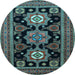 Round Machine Washable Persian Light Blue Traditional Rug, wshtr1683lblu